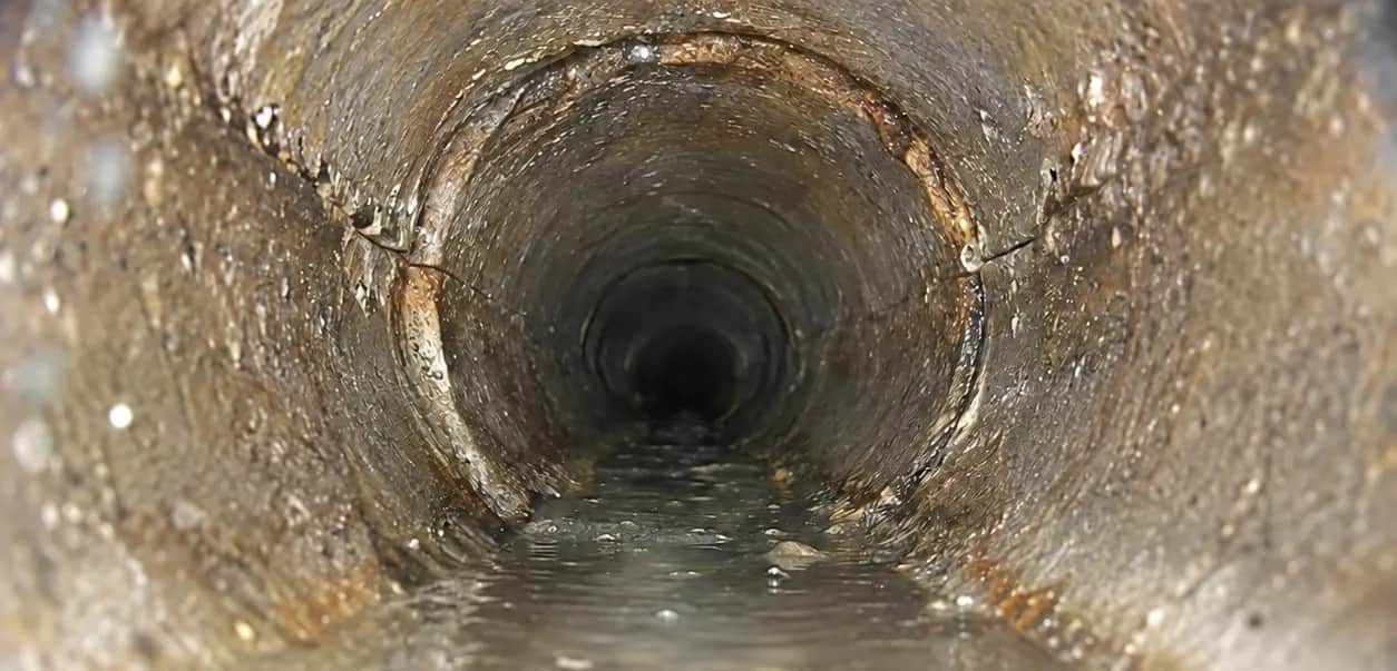 Rendering of a separated, corroded sewer pipe joint before lining