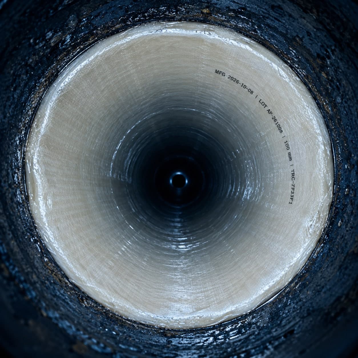 Rendering of the smooth bore of a finished cured-in-place liner