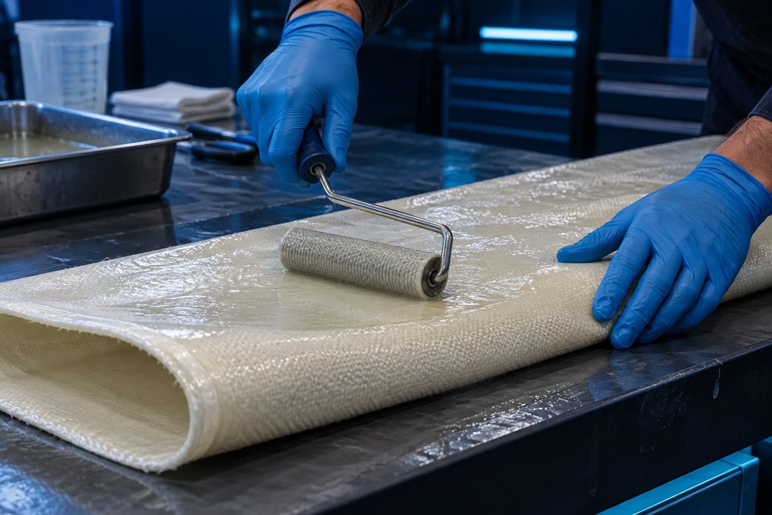 Illustration: resin-saturated liner material being prepared for installation