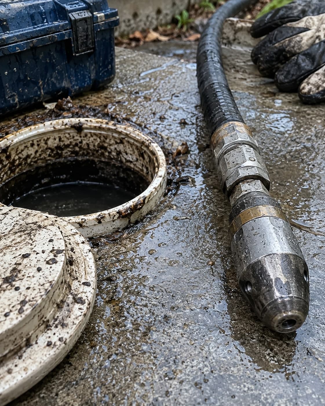Illustration: a hydro-jetting hose and fitting ready for service
