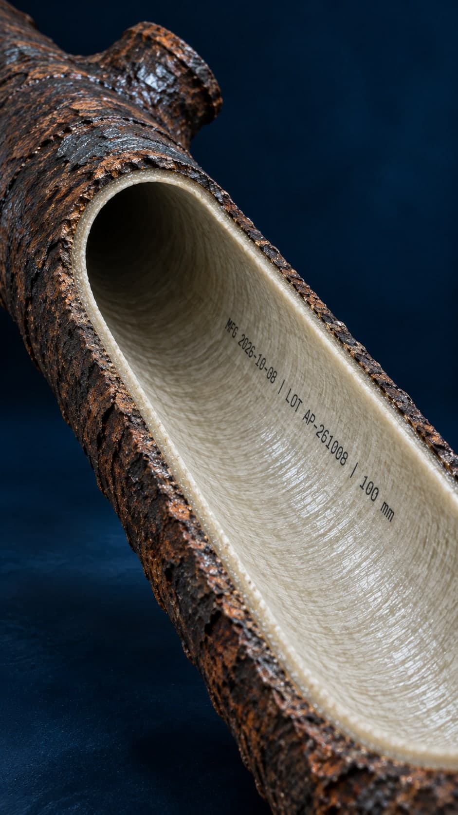 Illustration of a short lined cast iron pipe section