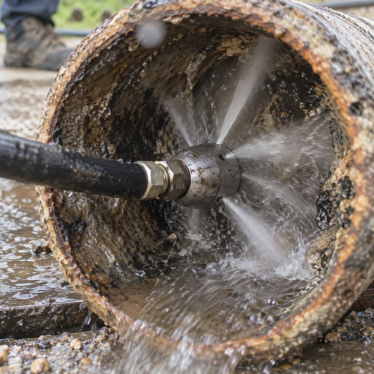 Illustration: a rotating hydro-jetting nozzle head