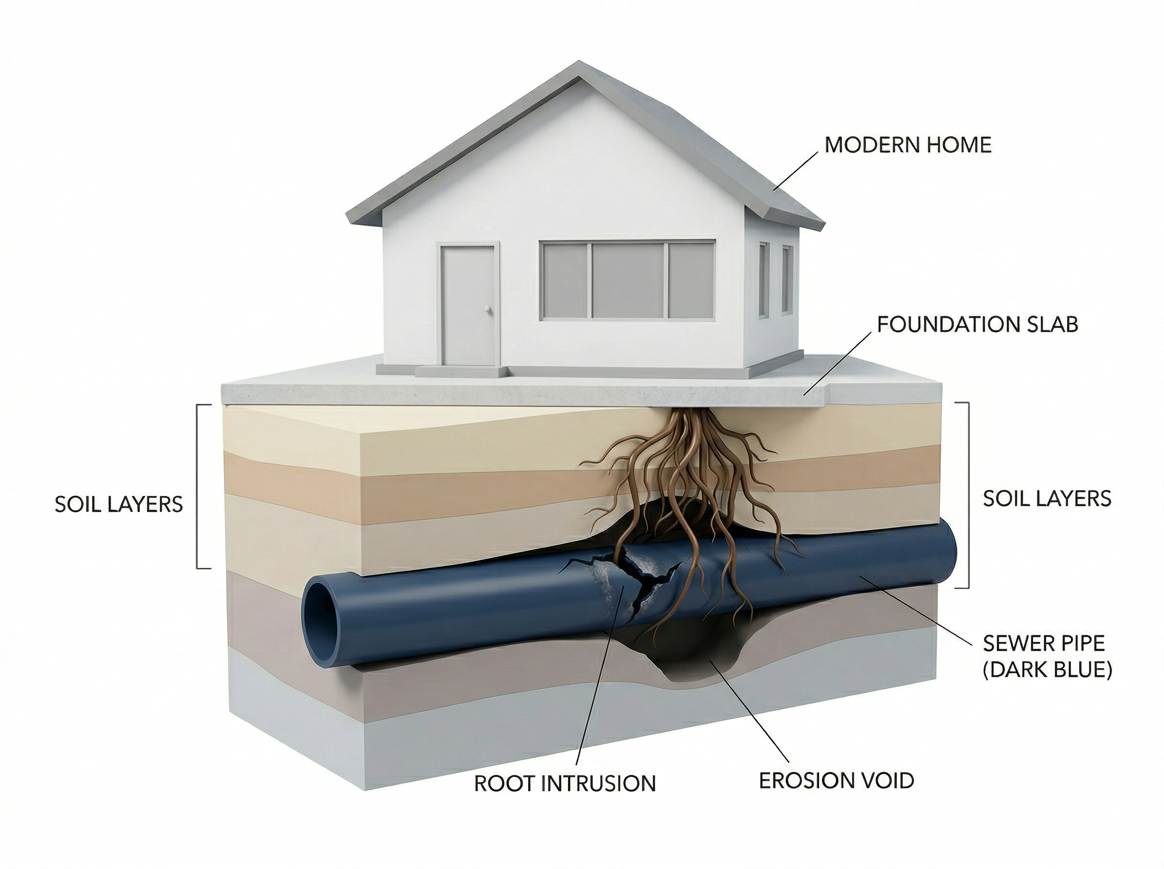 Failing sewer line diagram